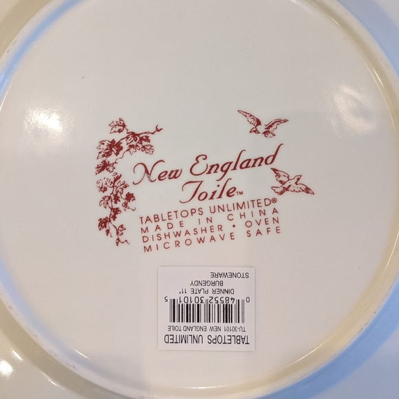 Red/Burgundy New England Toile by Tabletops Unlimited Set of Four - Picture 6 of 7